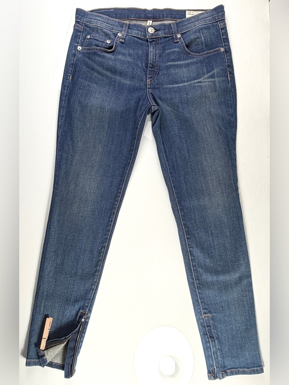 Rag & Bone Blue Cotton Stretch Zipper Capri 5-pocket Denim Jeans, Sz 31